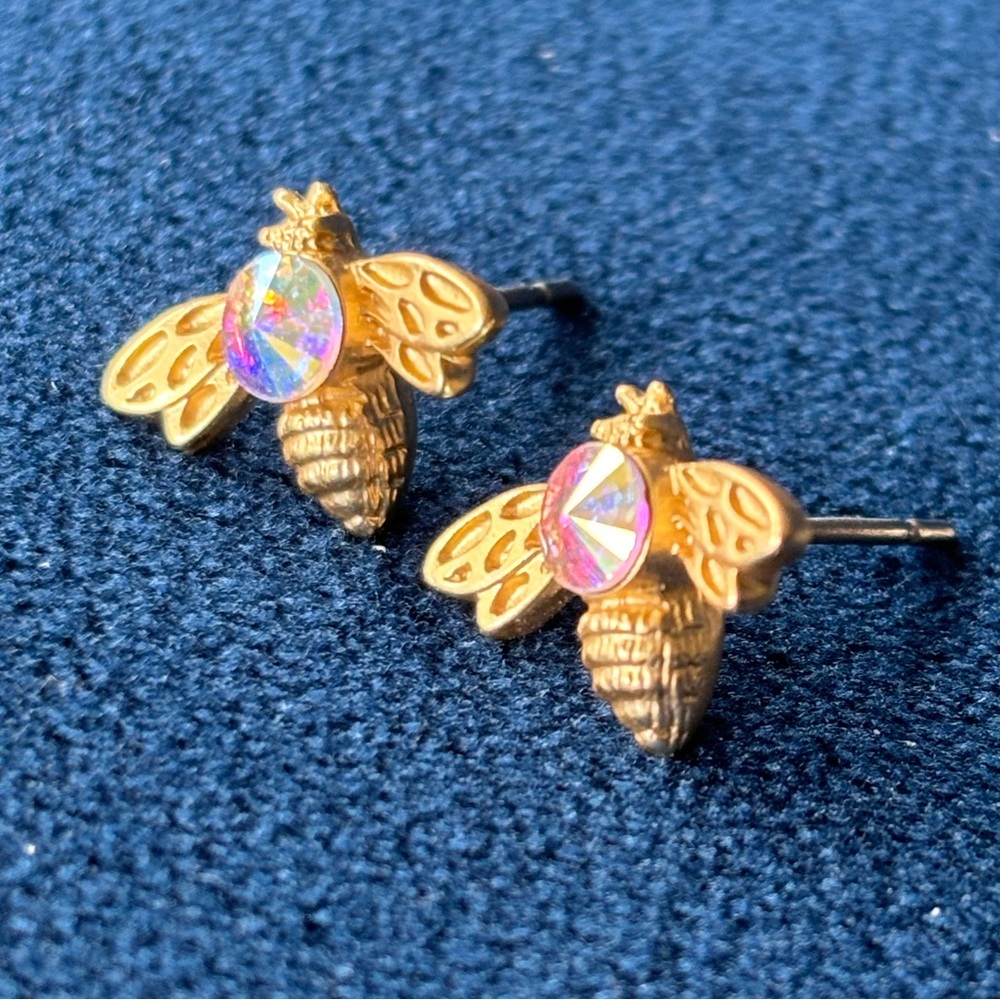 Spartina 449 Gold & Aurora borealis Bee Earrings